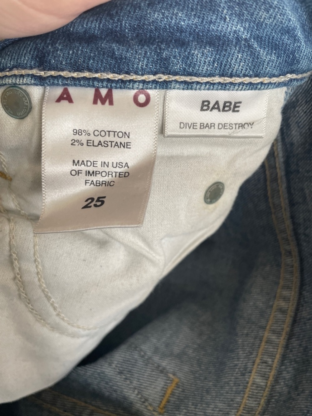Revolve Amo Denim High Rise Distressed Babe Jeans In Dive Bar Destroy Wash - Picture 6 of 8